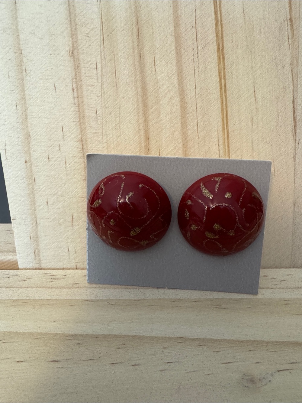 Avon Golden Splatter Pierced Earrings - Crimson Accent